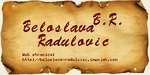 Beloslava Radulović vizit kartica